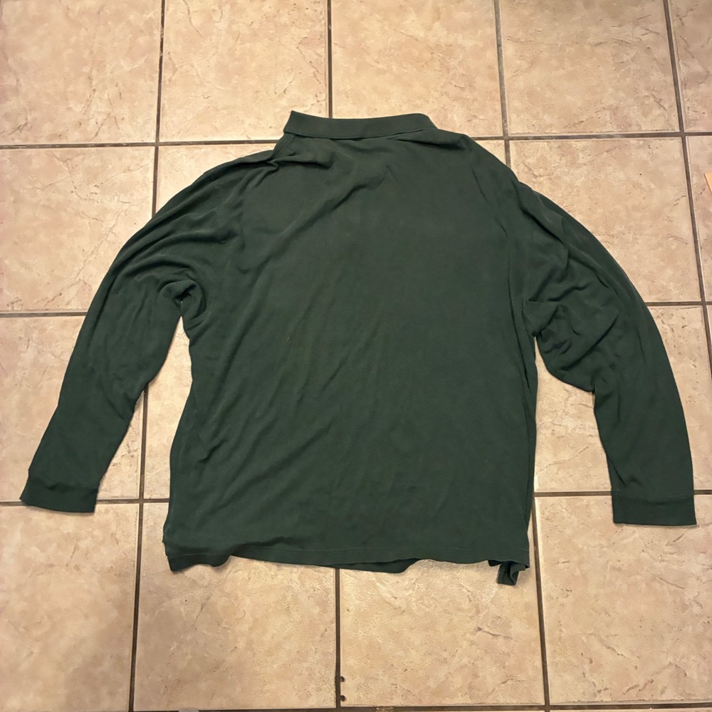 Jos A Bank Traveler's Collection Long Sleeve Polo Shirt Green Cotton Men's XXL - Picture 2 of 6
